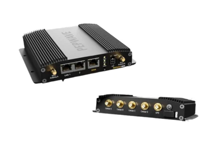 Industrial dual-port cellular routers with antenna connectors.