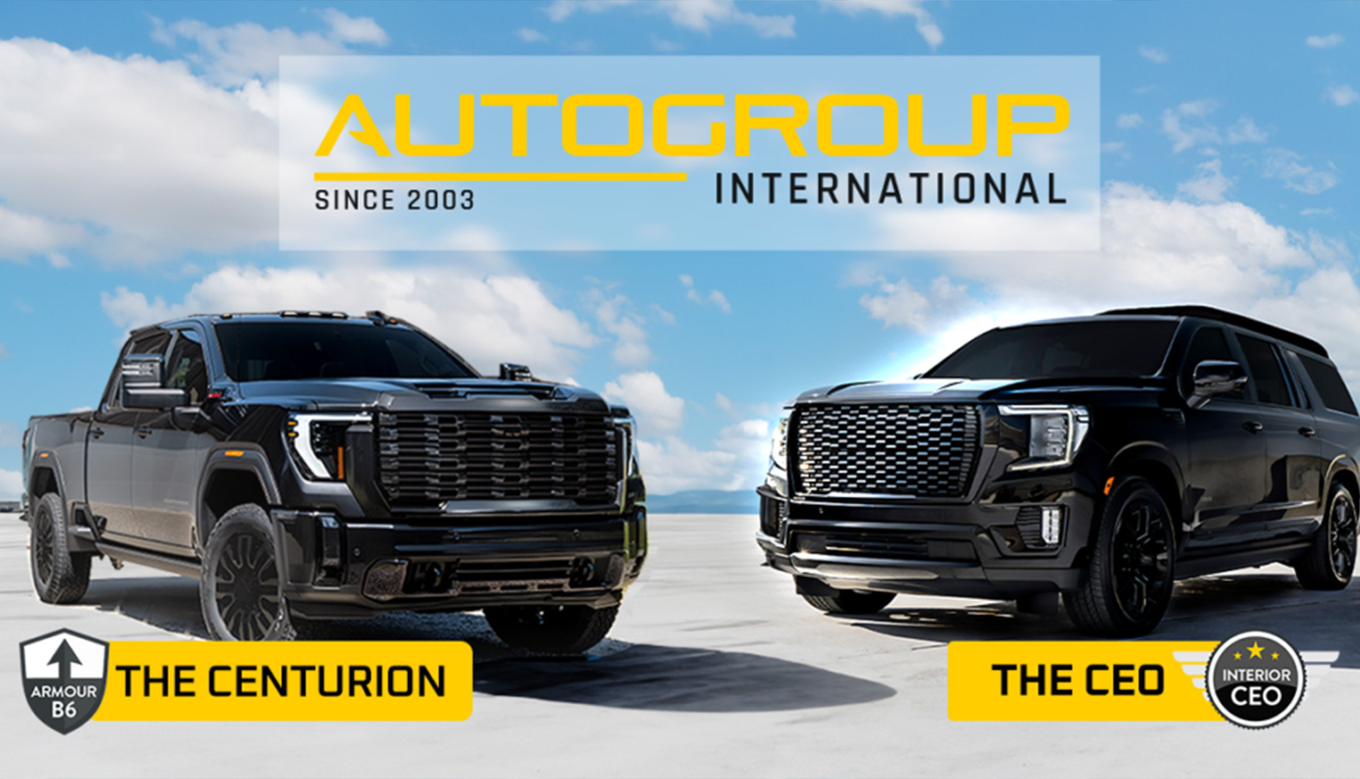 Two luxury armored vehicles by AutoGroup International.