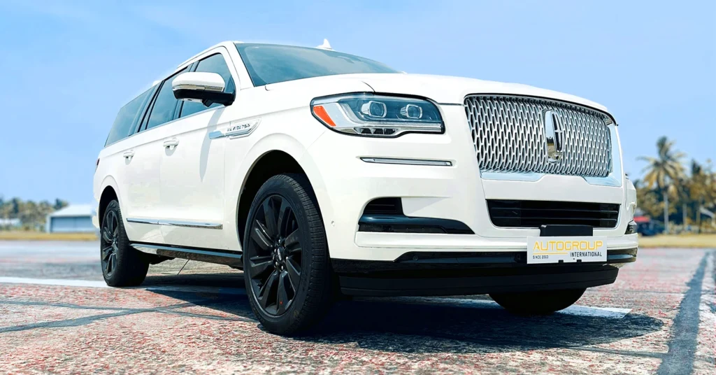 autogroup launches right-hand drive 2024 lincoln navigator in white pictured in airfield