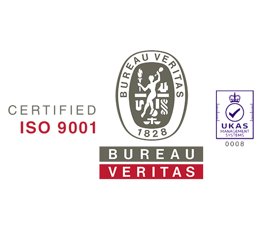 Bureau Veritas ISO 9001 certification logos with UKAS mark