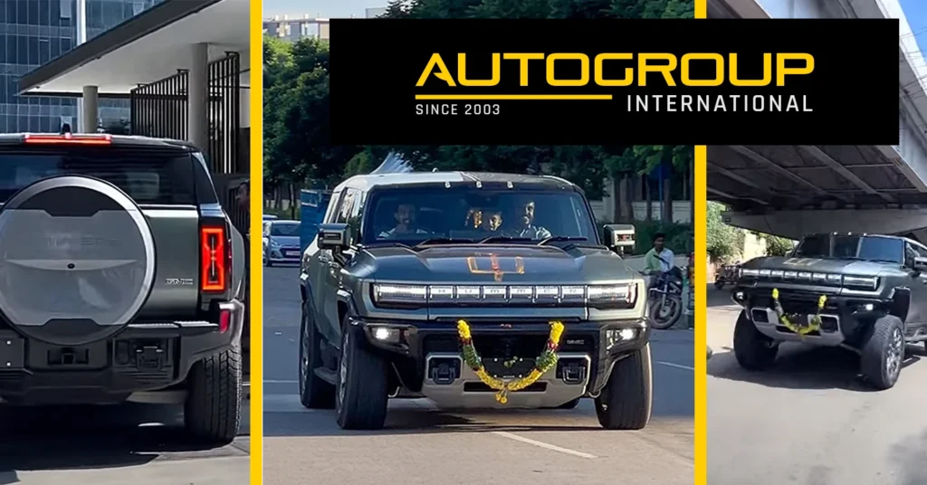 the first autogroup international right hand drive converted hummer ev pictured on roads of chennai india