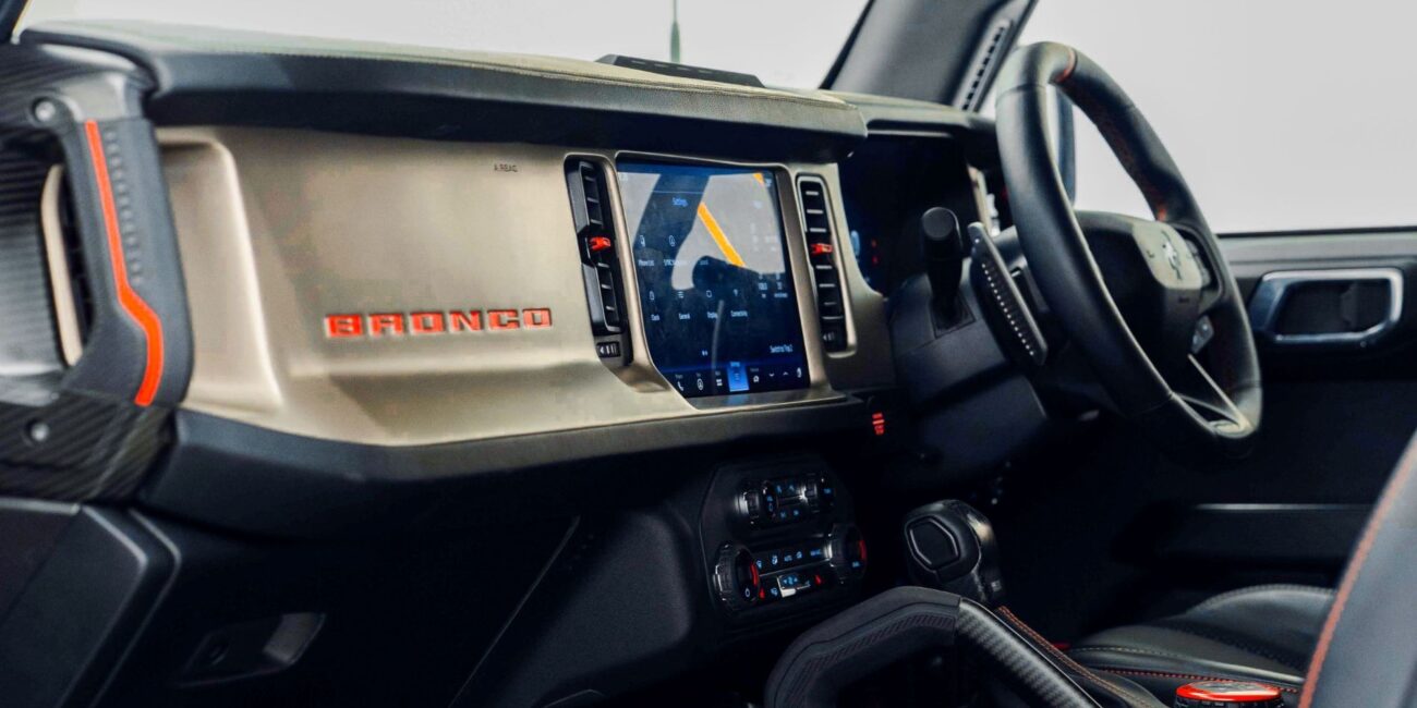 The 2025 Ford Bronco Raptor SUV in right-hand drive highlighting the perfect right hand drive dashboard at Autogroup International