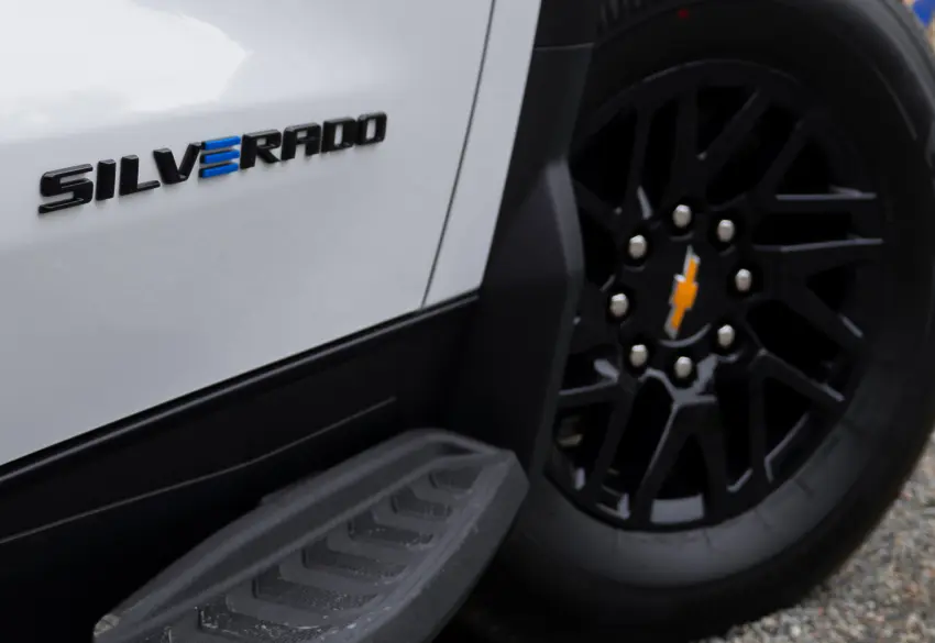 2026 Chev Silverado EV Front Tire and the Logo 