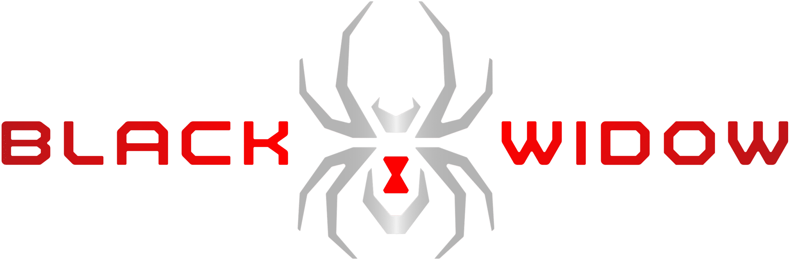 Black Widow logo with spider design