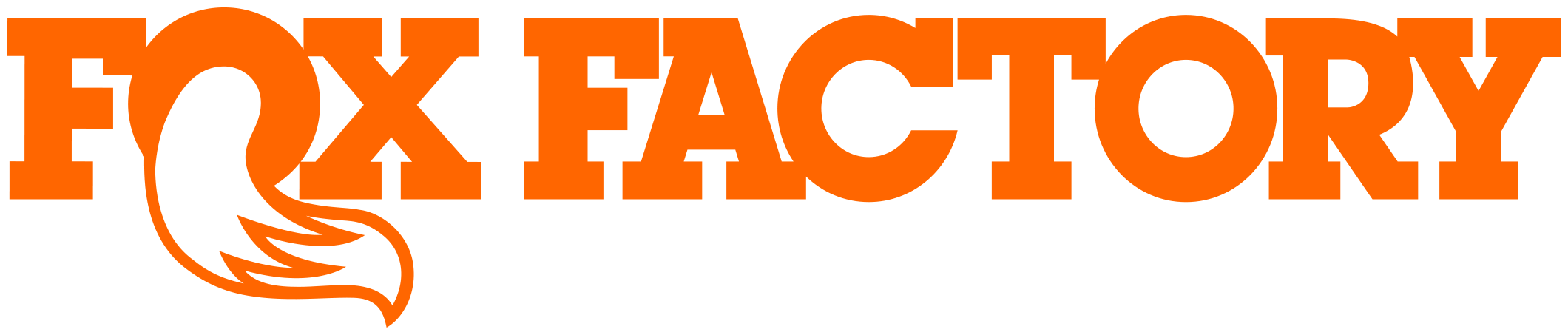 Fox Factory logo in bold orange letters
