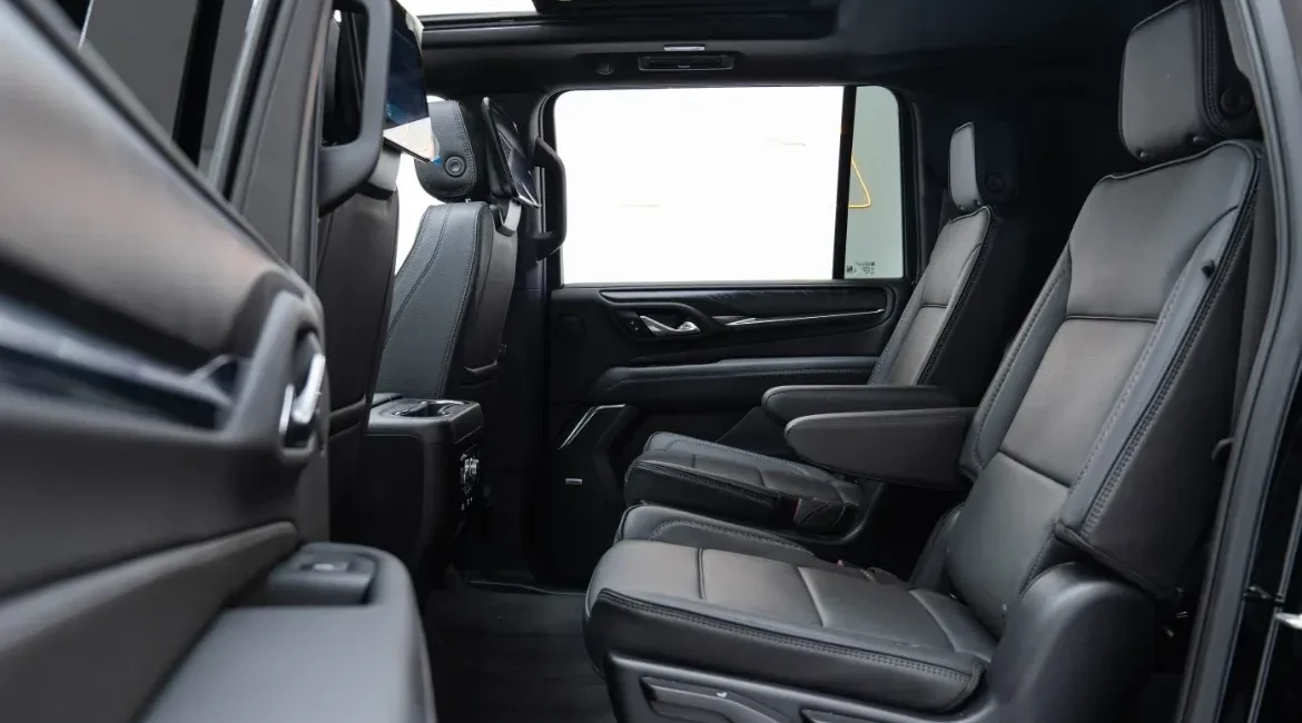 Luxury SUV black leather interior seats