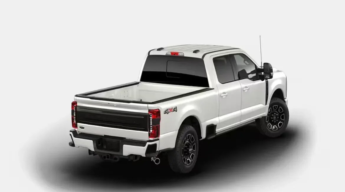 White 4x4 pickup truck rear view