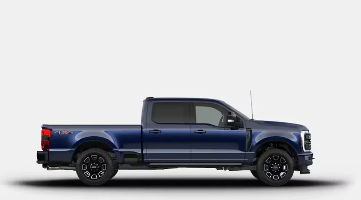 Blue pickup truck side view