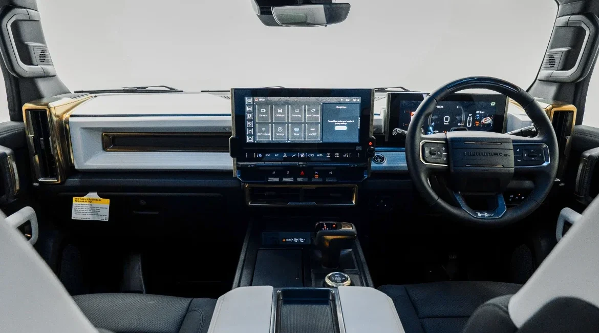 Modern Hummer EV interior with digital dashboard