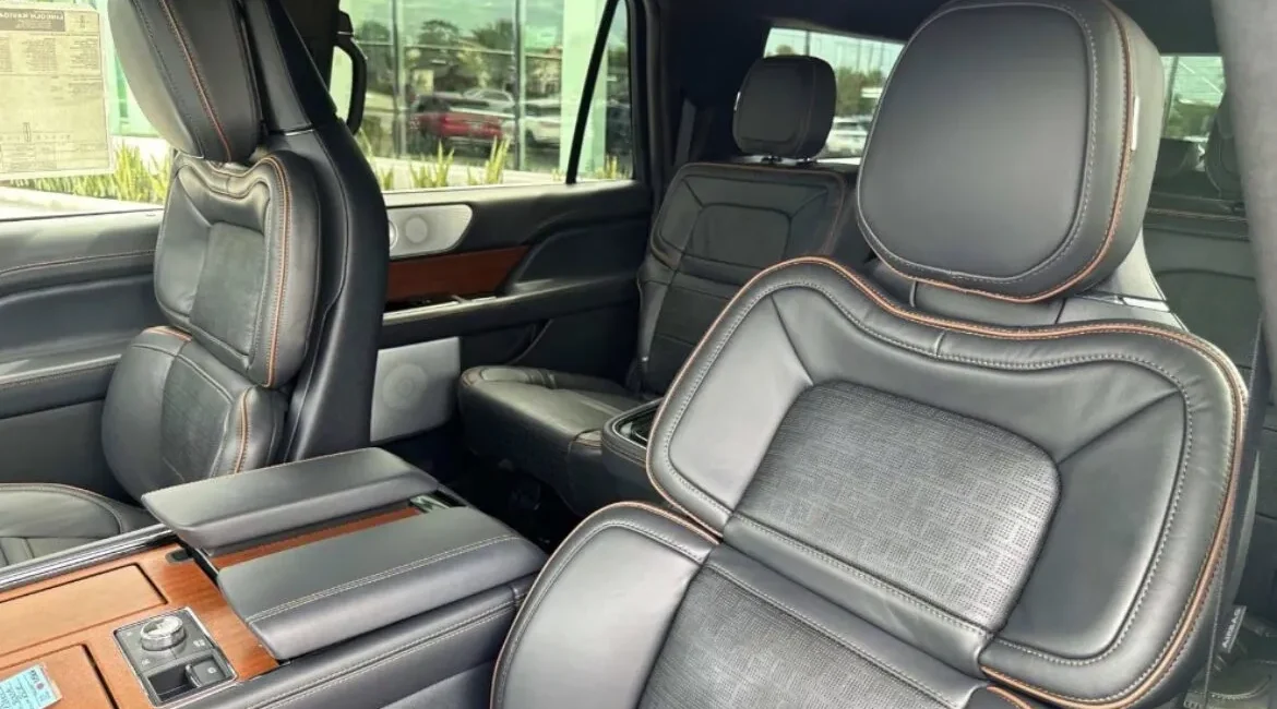 Luxury SUV interior with black leather seats