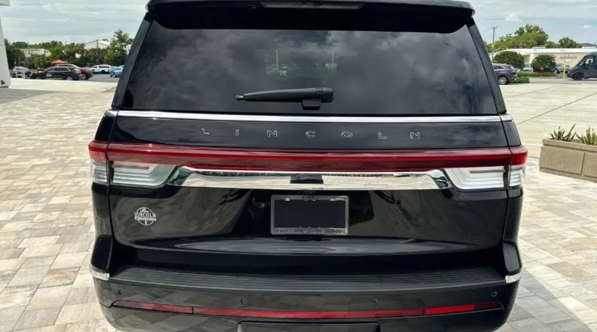 Rear view of black Lincoln SUV