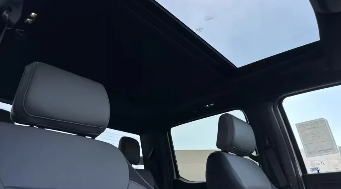 Car interior with panoramic sunroof