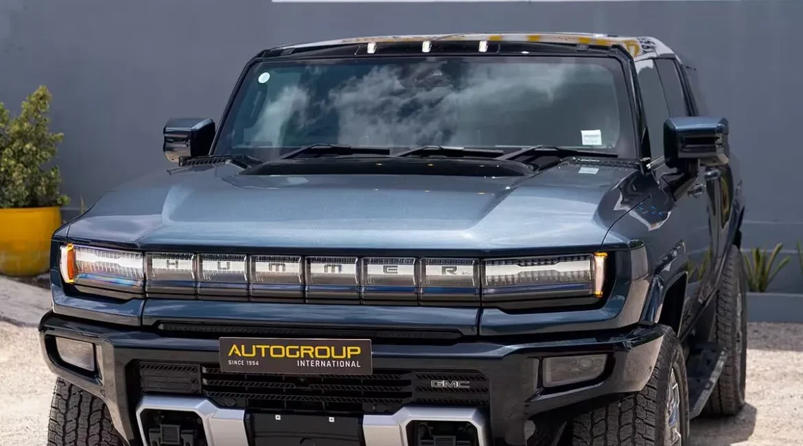 Front view of a black Hummer truck