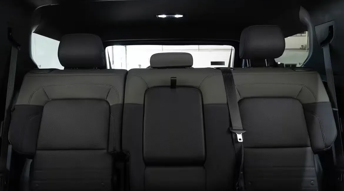 Rear seats of a modern SUV interior