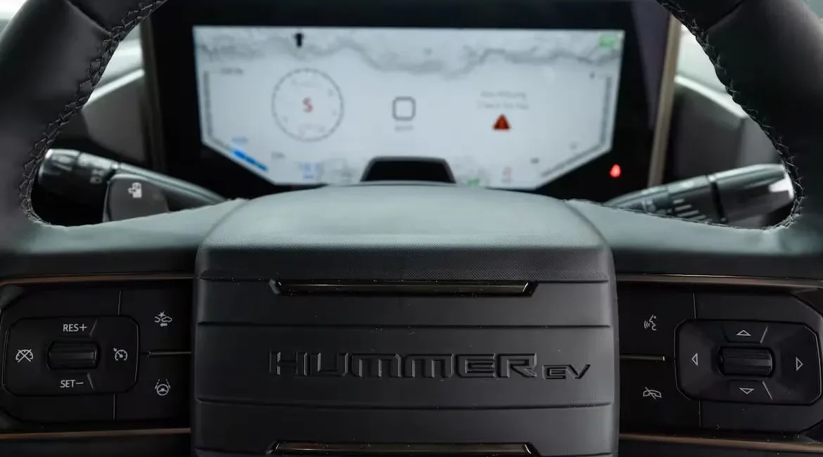 Hummer EV steering wheel and digital dashboard