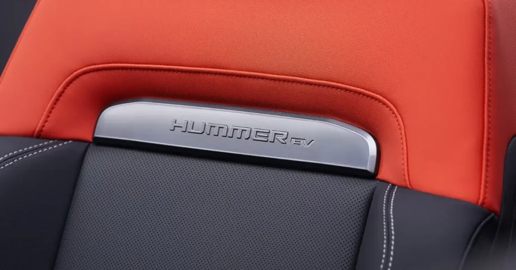 Hummer EV car seat with logo