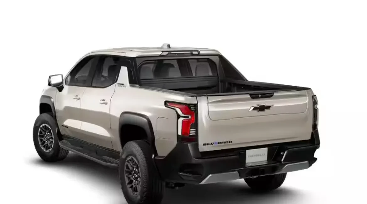 Silver pickup truck rear view