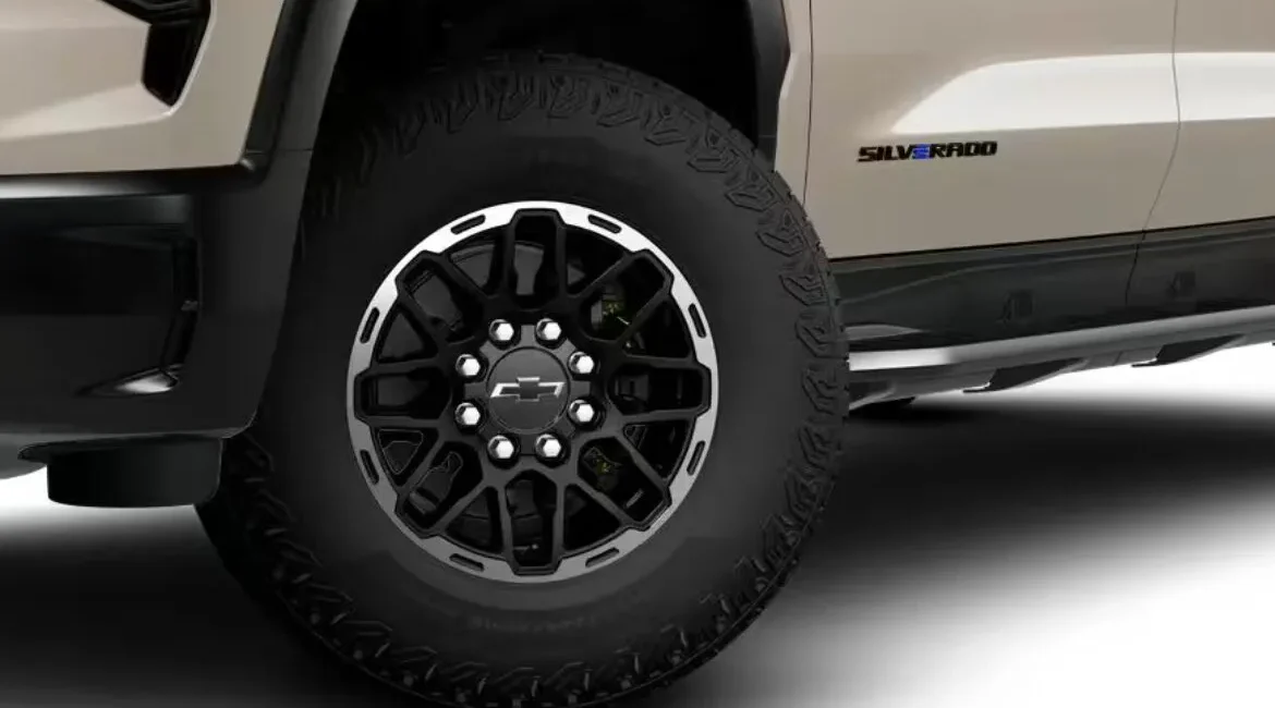 Chevrolet Silverado truck tire and wheel close-up