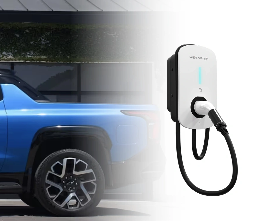 Electric truck charging with wall-mounted EV charger