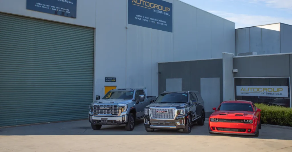 Three vehicles outside Autogroup International dealership