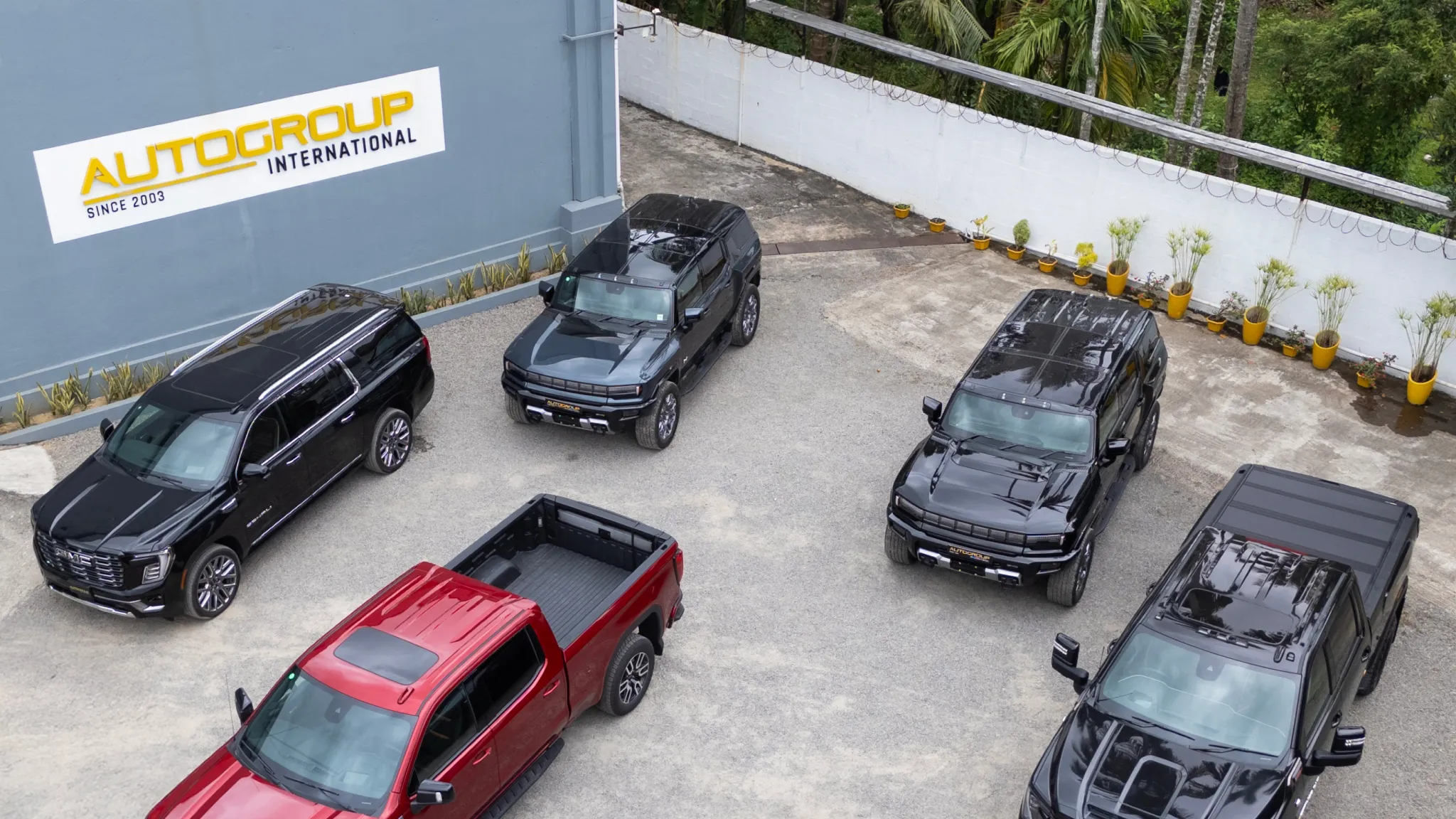 SUVs and pickup trucks at dealership lot