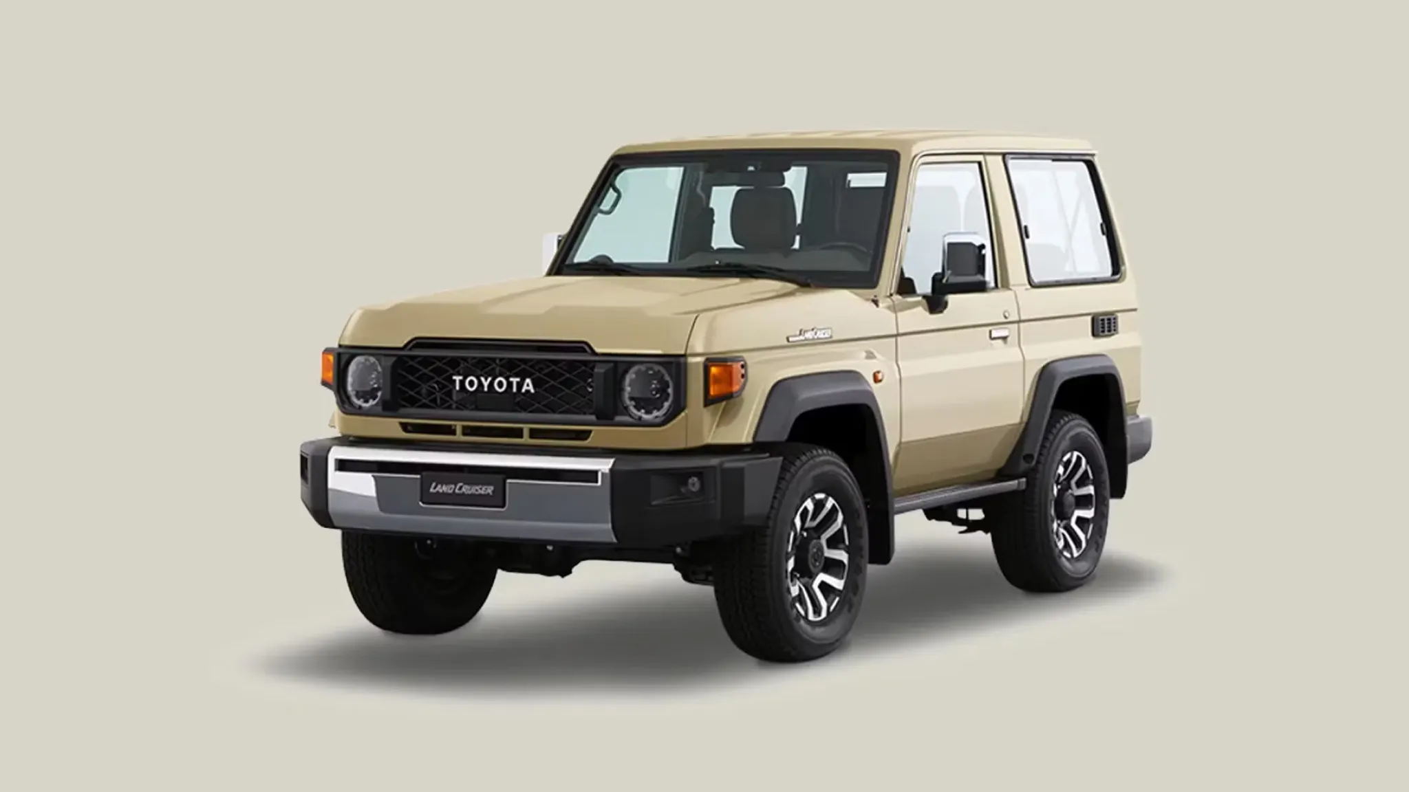 Beige Toyota Land Cruiser three-door SUV